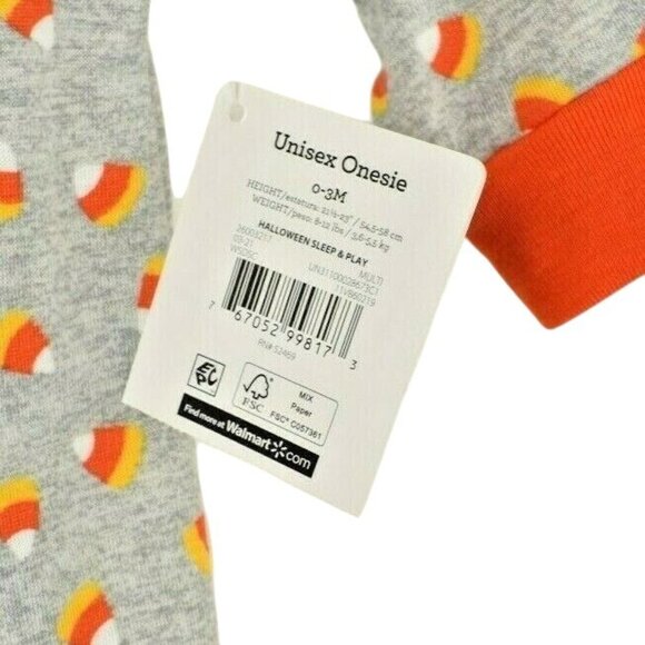Halloween Sleep and Play Candy Corn One Piece Sleeper Size 0-3 Months (New) - Picture 4 of 4